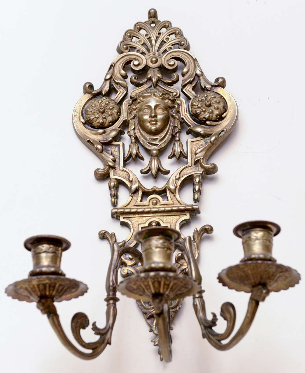 Pair of Bronze Classical Sconces For Sale 1