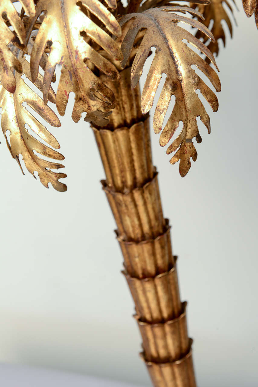 Pair of Gilded Iron Warren Kessler Palm Tree Lamps 1