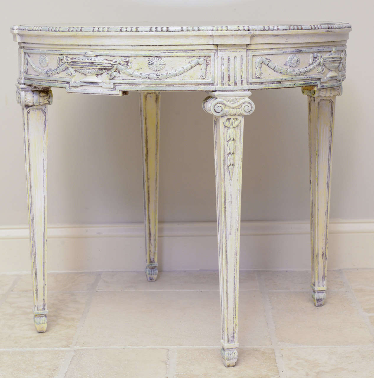 Louis XVI Painted Table with Mirrored Top