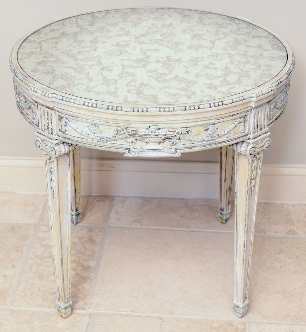 American Painted Table with Mirrored Top