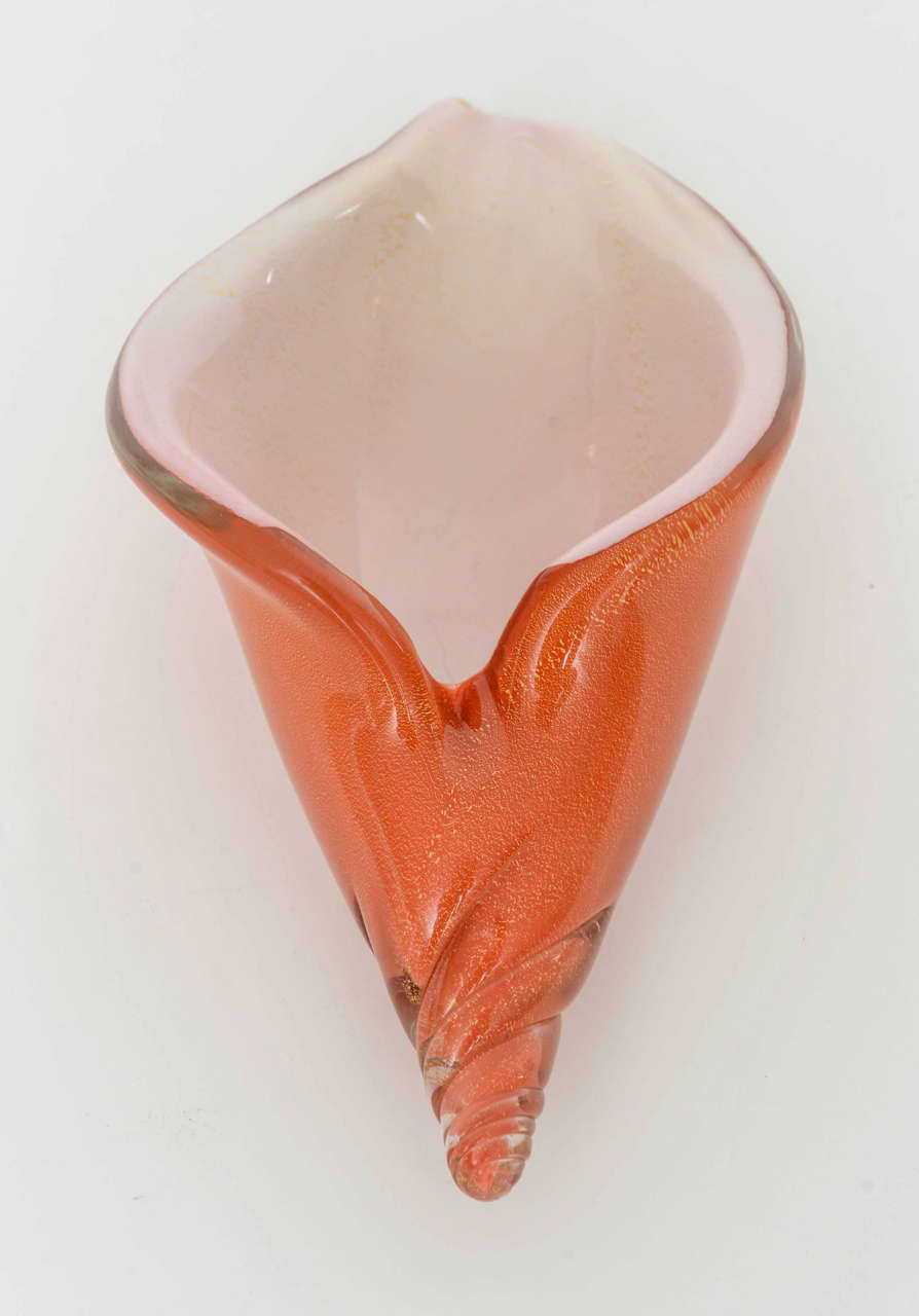 Alfredo Barbini Camer Glass Salviati Cornucopia Shell Dish In Excellent Condition In Miami, FL