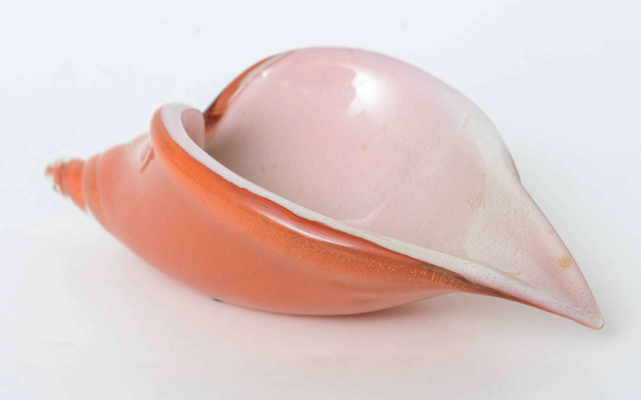 Blown Glass Alfredo Barbini Camer Glass Salviati Cornucopia Shell Dish