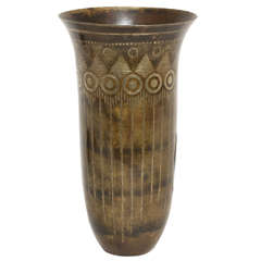 Jean Dunand French Art Deco Cornet Dinanderie Vase