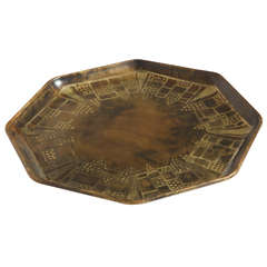 Antique Art Deco Octagonal Dinanderie Copper Tray by Jean Dunand