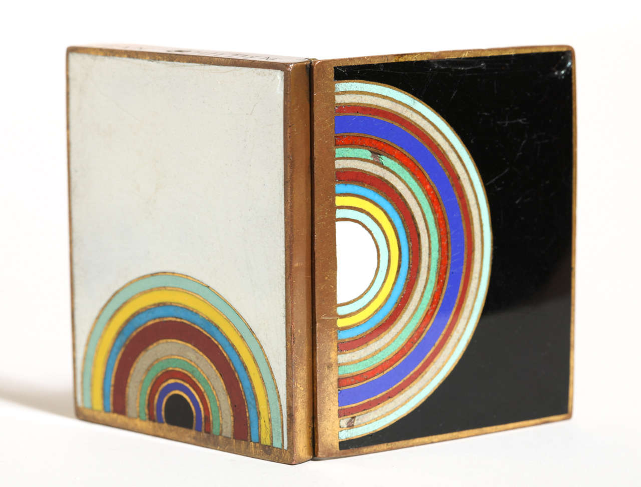 Champlevé Jean Goulden French Art Deco Copper and Champlevé Enamel Multi-colored Box For Sale