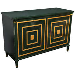 Green and Gold Lacuqer Two-Door Cabinet