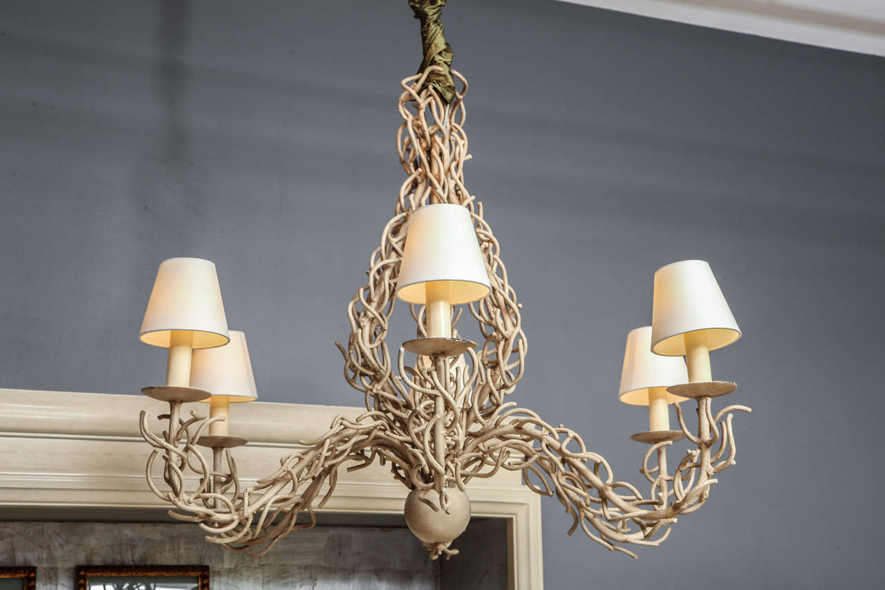 Midcentury Faux Coral Six-Light Chandelier