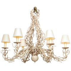 Midcentury Faux Coral Six-Light Chandelier