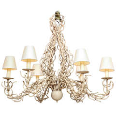 Midcentury Faux Coral Six-Light Chandelier 3