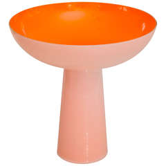 Large Orange Cased Glass Centerpiece Bowl