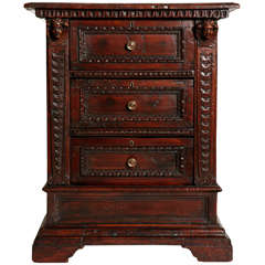 17th Century Italian Walnut Chest with Three Drawers