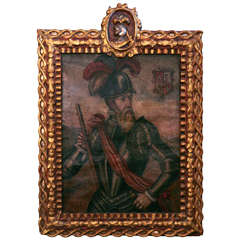 Antique 18th Century Peruvian Conquistador Painting