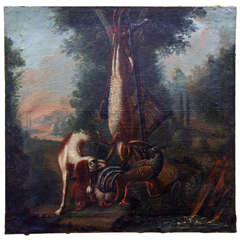 18th Century Spaniel Oil Painting