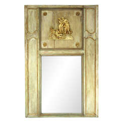 19th Century Painted Panel with Trumeau Mirror Antique 19th Century Painted Panel with Trumeau Mirror