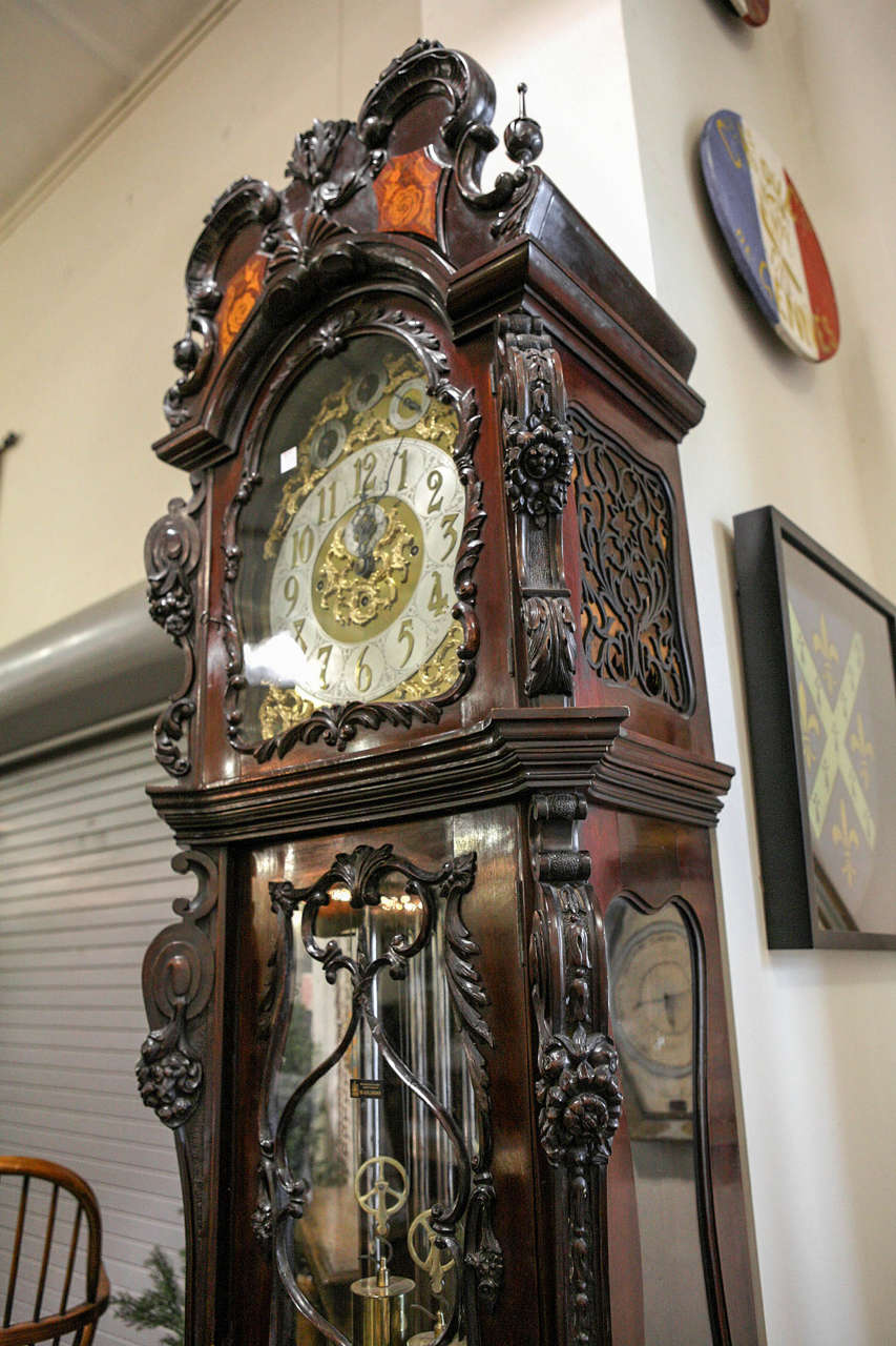 20th Century English Nine Tubular Bell Quarter Chiming Hall Clock by Elliott