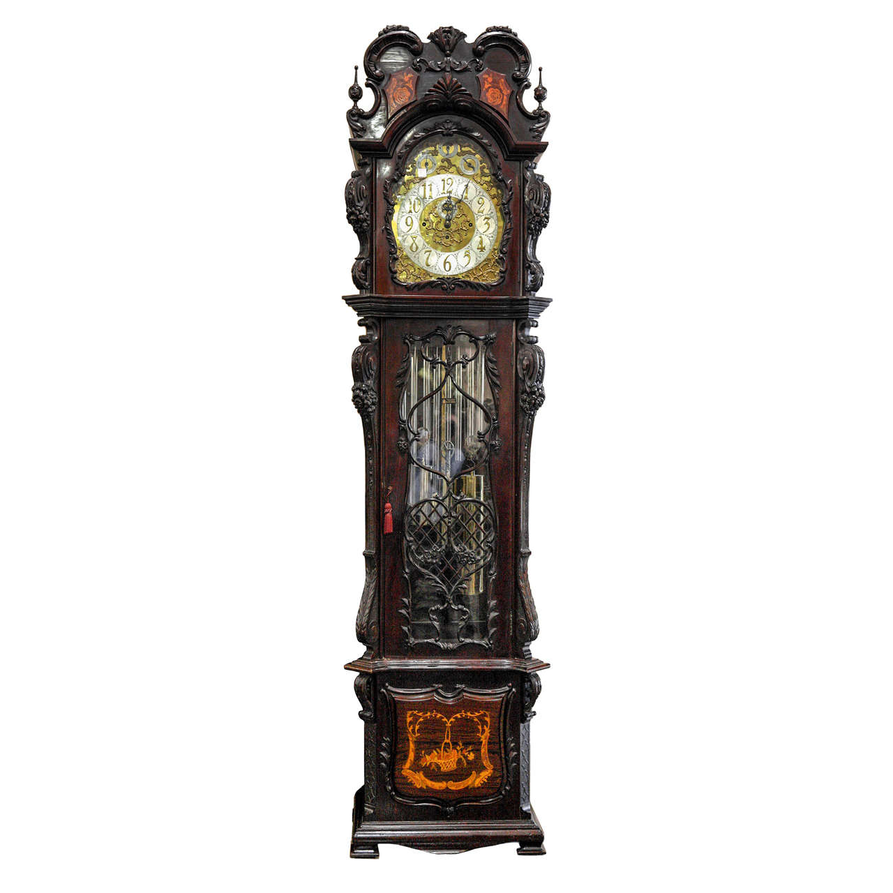 English Nine Tubular Bell Quarter Chiming Hall Clock by Elliott