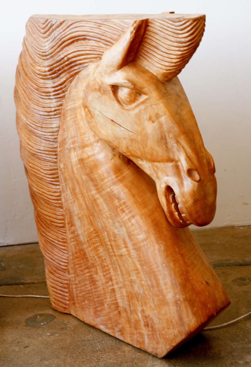 American Large Wood Carved Horse Heads For Sale