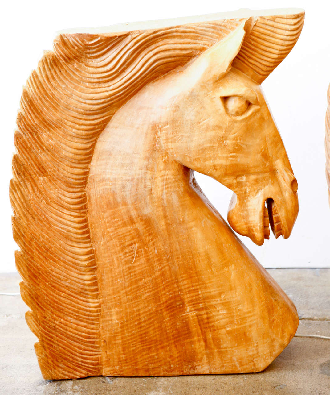 Large Wood Carved Horse Heads For Sale 1