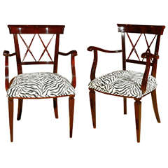 Pair of Late Art Deco X Back Chairs