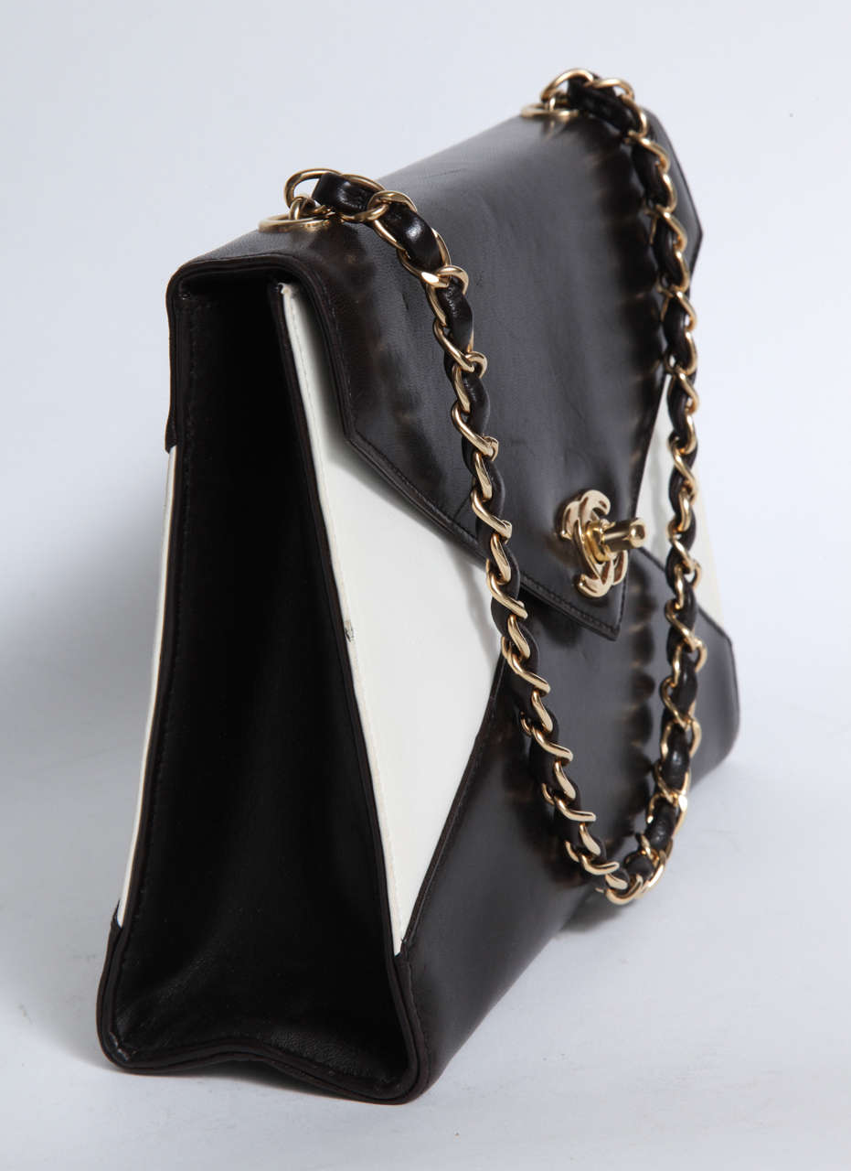 French Vintage Chanel Black and White Handbag