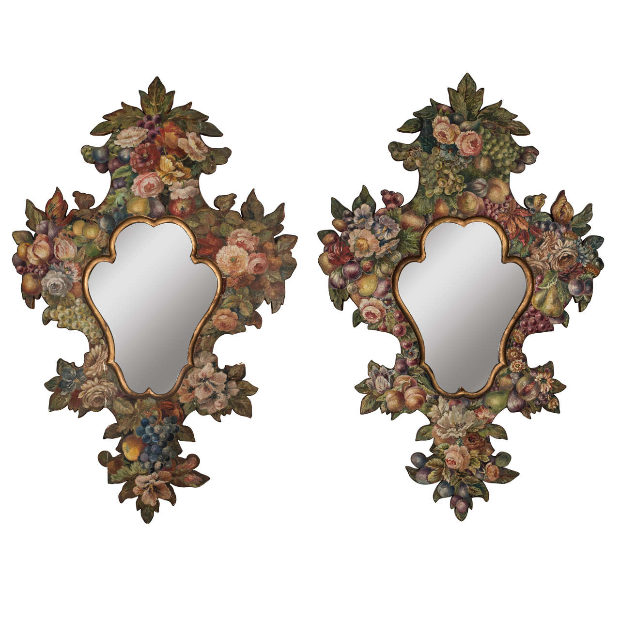 Pair of 19th Century Hand-Painted Mirrors For Sale