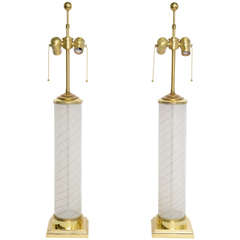 Fine Dino Martens Mezza Filigrana Murano Columnar Table Lamps 7