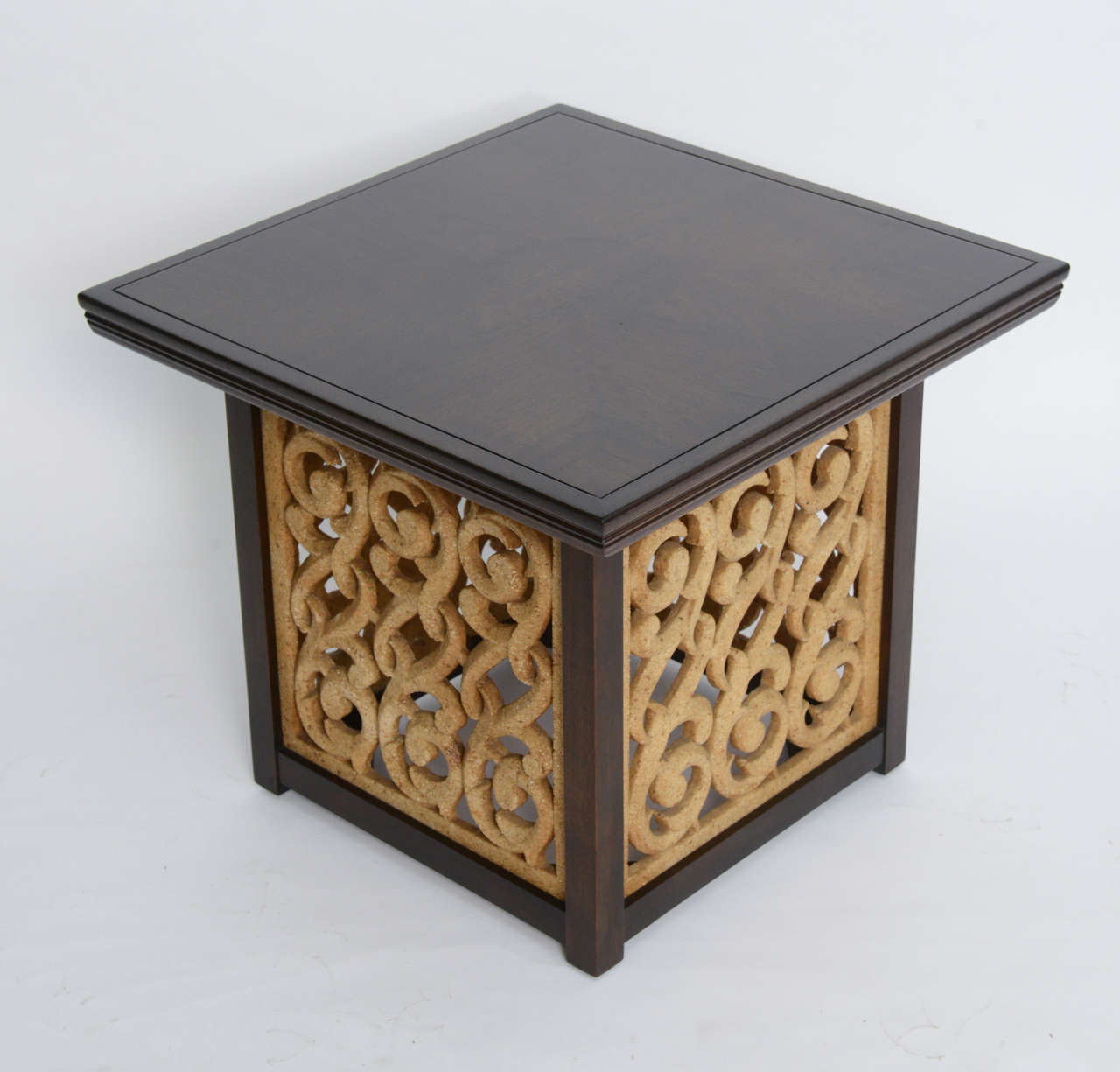 American Elegant 1950s Detailed Widdicomb Side Table in Walnut