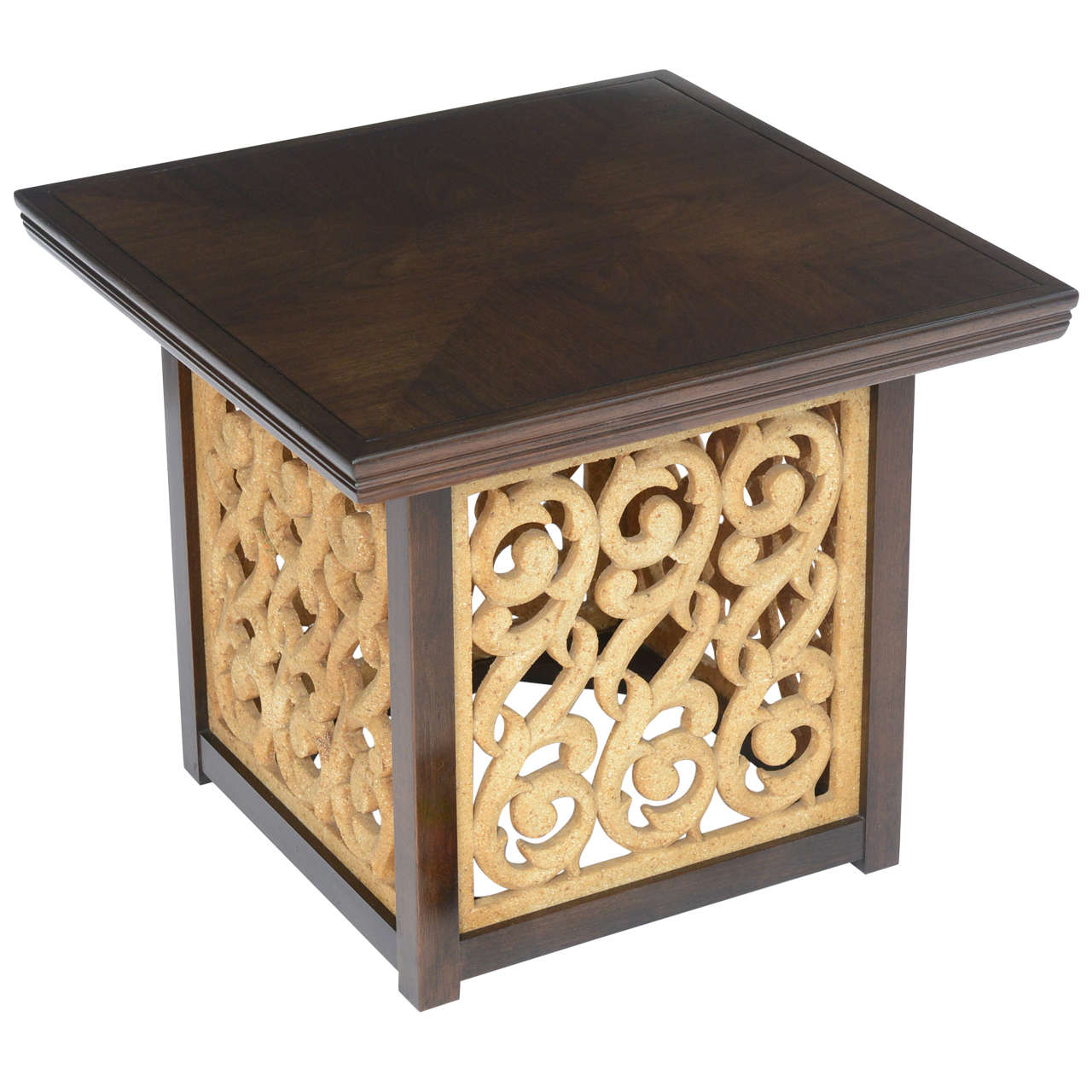 Elegant Detailed Side Table in Walnut For Sale at 1stdibs