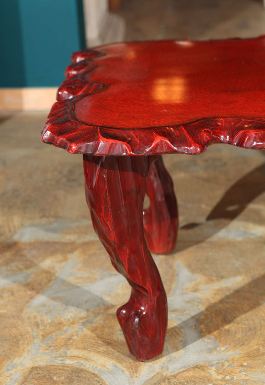 Mid-20th Century Lacquered Chinese Root Coffee Table