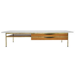 Paul McCobb Brass and Marble Coffee Table