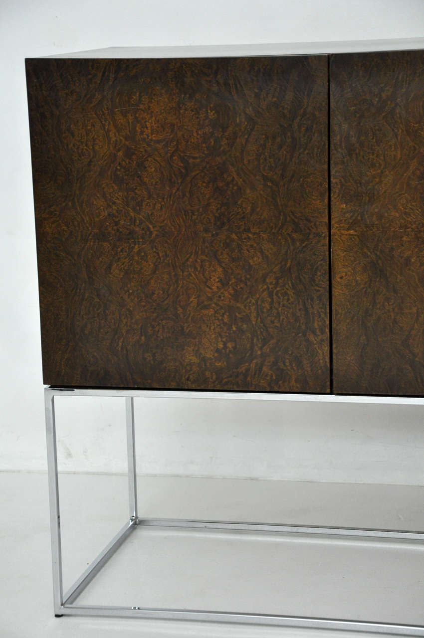 Milo Baughman Olive Burl Sideboard In Excellent Condition In Chicago, IL