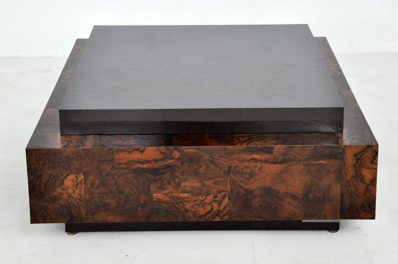 Burlwood coffee table by Paul Evans.