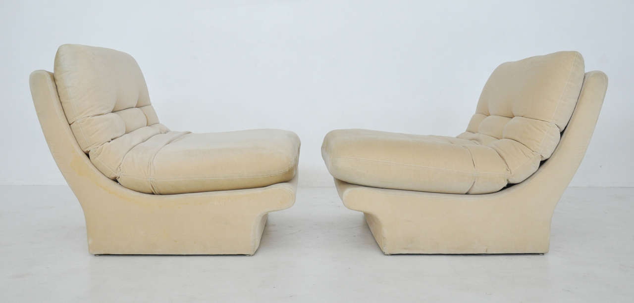 Pair of 1970's lounge chairs, often attributed Vladimir Kagan.  Original vintage condition.