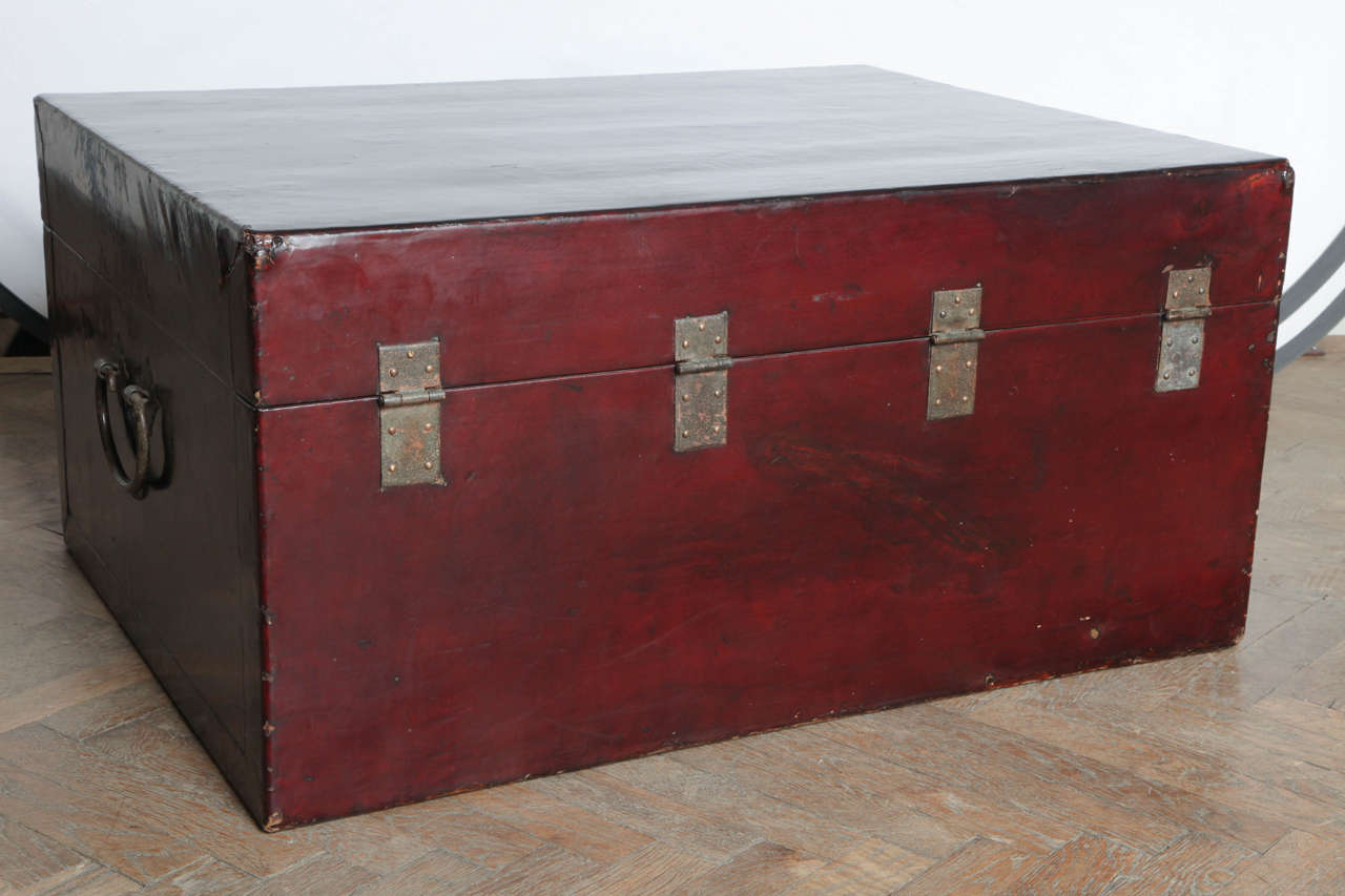 Chinese Export Trunk Handmade of Pig Skin 5