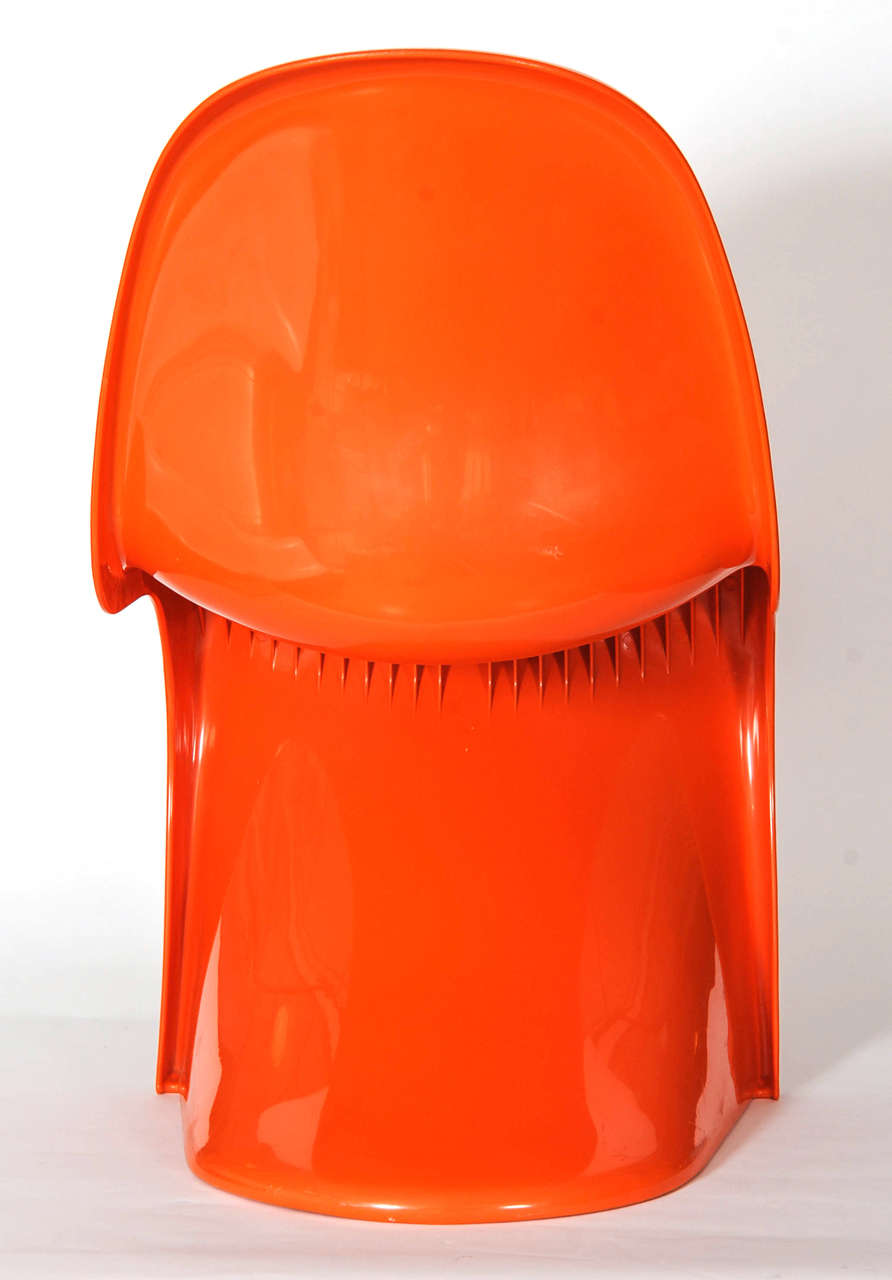 Mid-Century Modern Pair of Orange Original Panton S Chairs by Verner Panton for Herman Miller