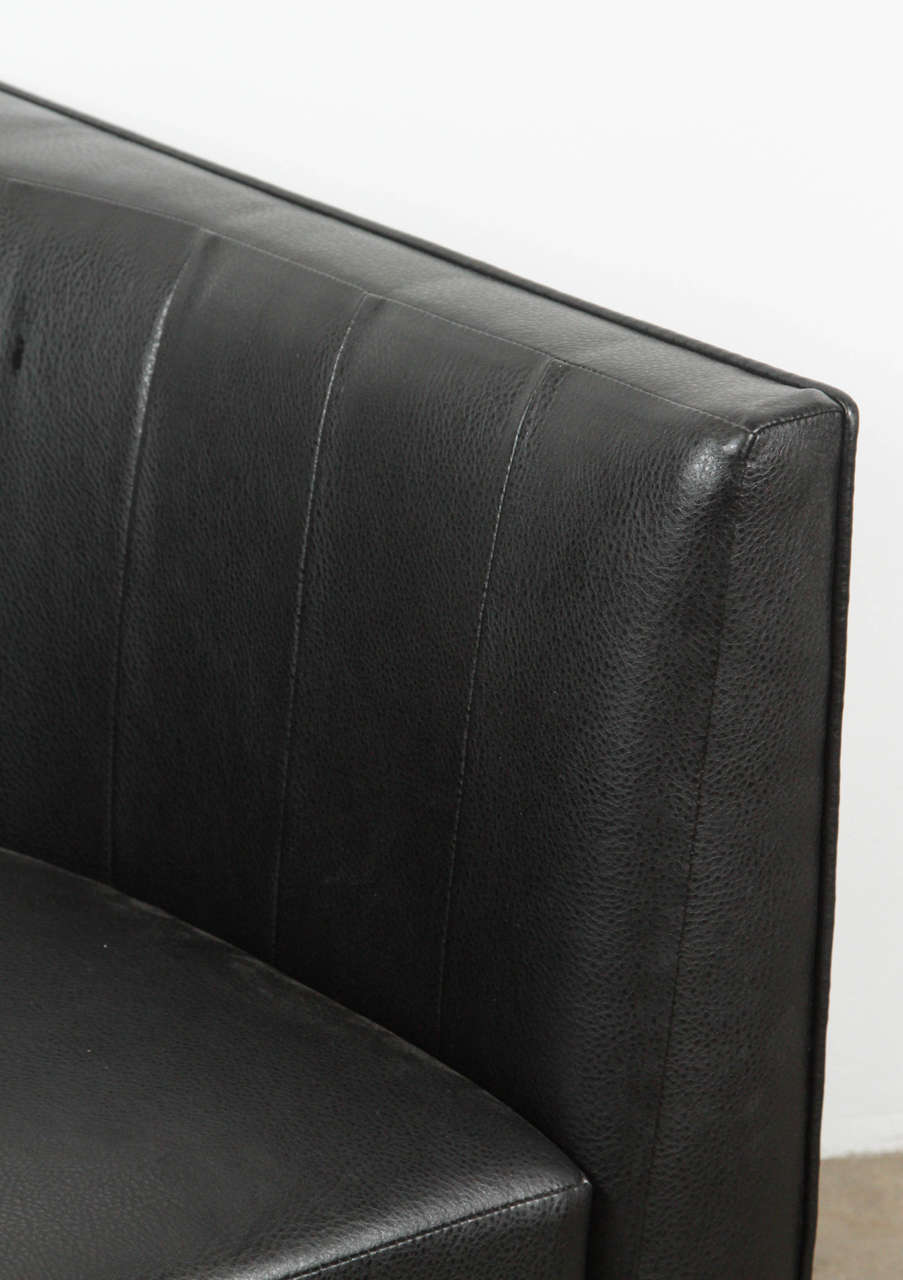 North American Black Leather and Chrome Club Chair Attributed to Milo Baughman 5 Available