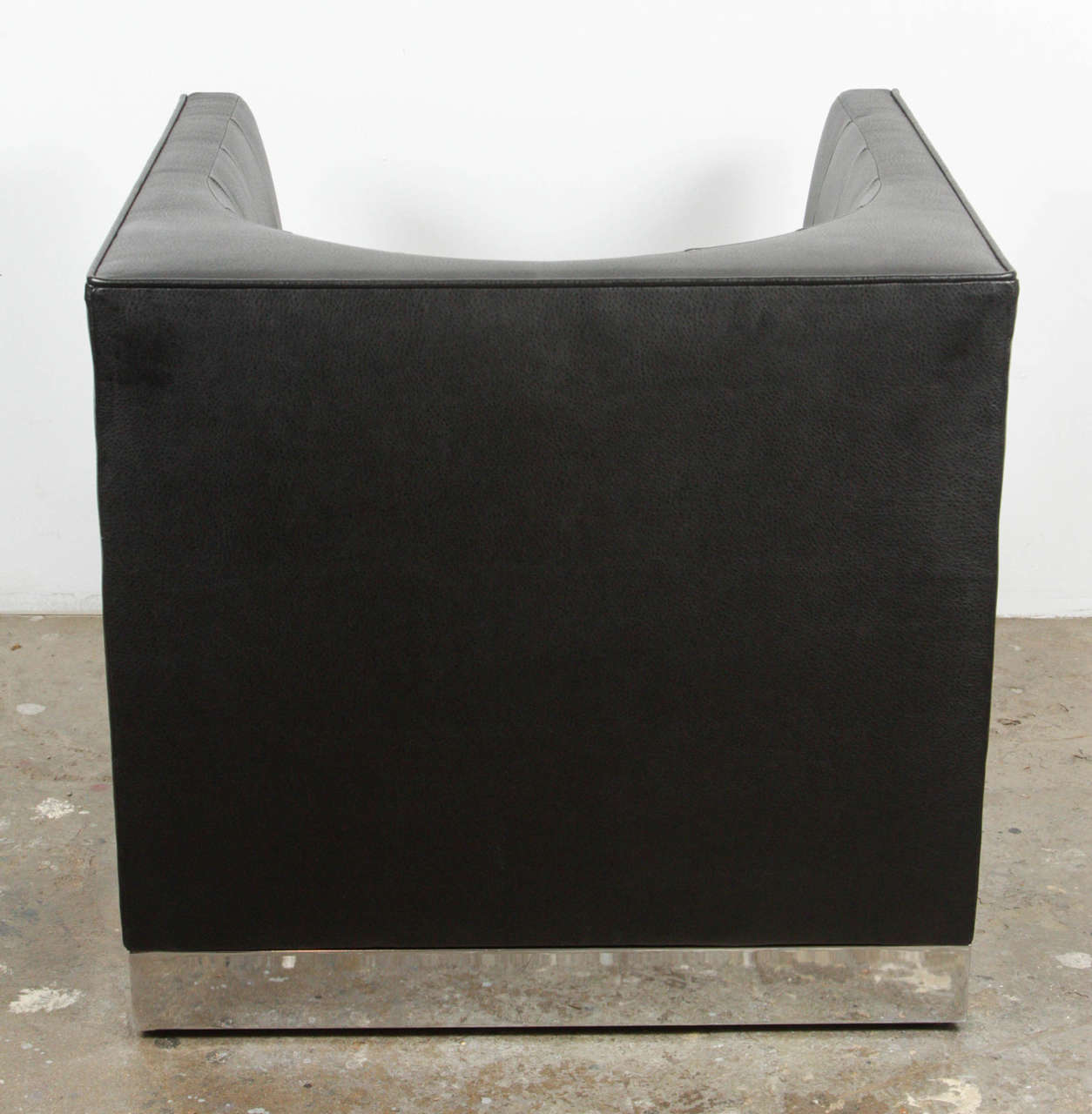 Black Leather and Chrome Club Chair Attributed to Milo Baughman 5 Available 2