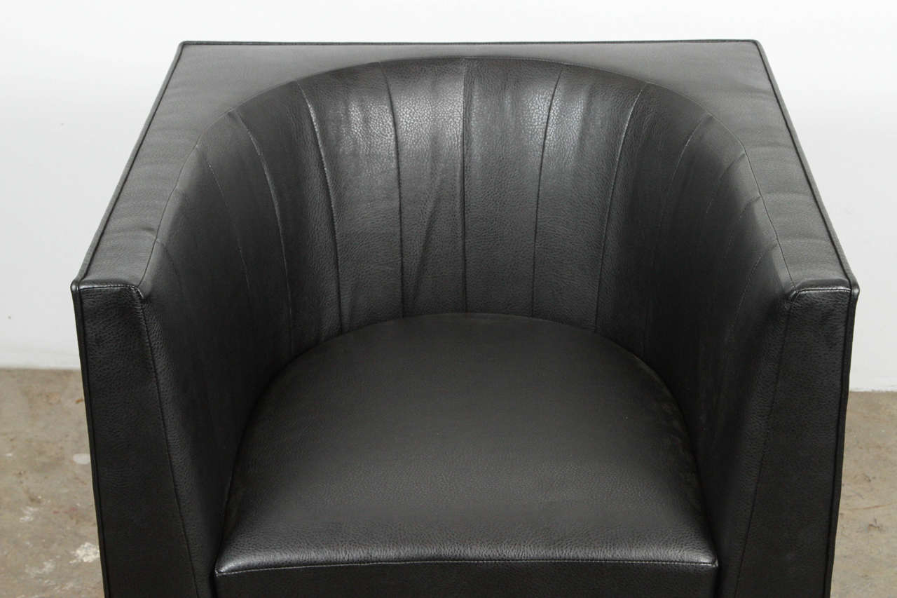 Black Leather and Chrome Club Chair Attributed to Milo Baughman 5 Available 4