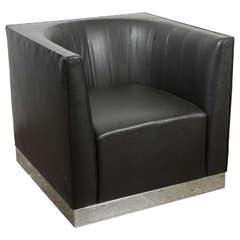 Black Leather and Chrome Club Chair Attributed to Milo Baughman 5 Available