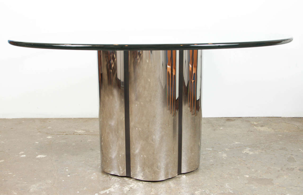 Mid-Century Modern Mid-Century Scalloped Edge Chrome Dining Table with Large Glass Top