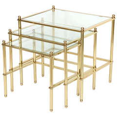 Set of Three Brass Nesting Tables 1