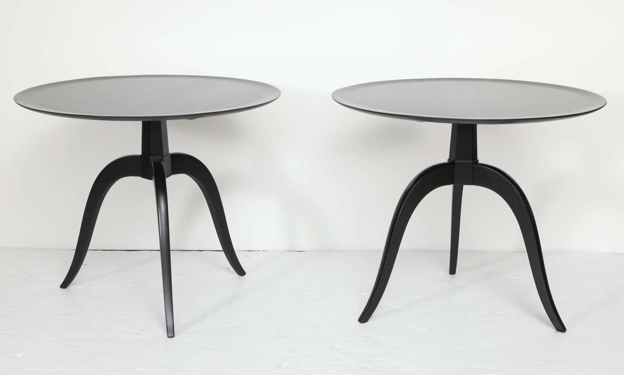 Mid-Century Modern Dunbar Ebonized Round End Table