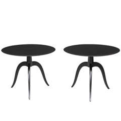Ebonized Round End Table by Edward Wormley for Dunbar, 2 Available 4