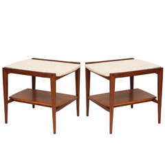 Pair of 1960s Travertine-Top Lamp Tables