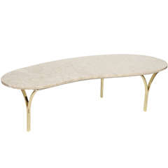 1960s Italian Marble Cocktail Table on Polished Brass Legs