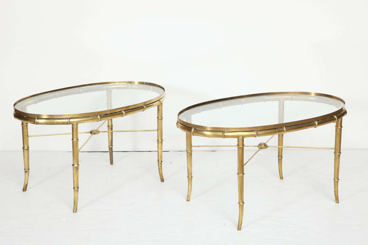 Brass Pair of side table by Mastercraft