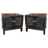 Pair of side tables with doors in style of Monteverdi Young
