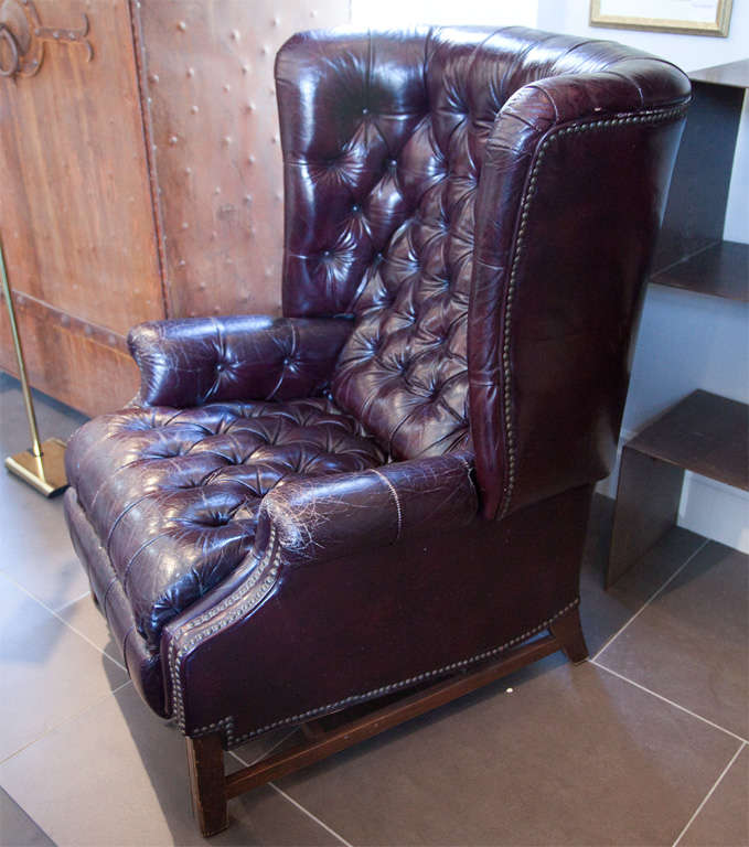 English Chesterfield leather tufted recliner