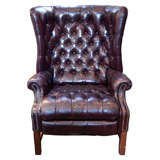 Vintage Chesterfield leather tufted recliner