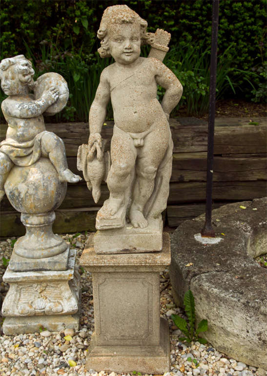 French Pair of Cast Stone Putti